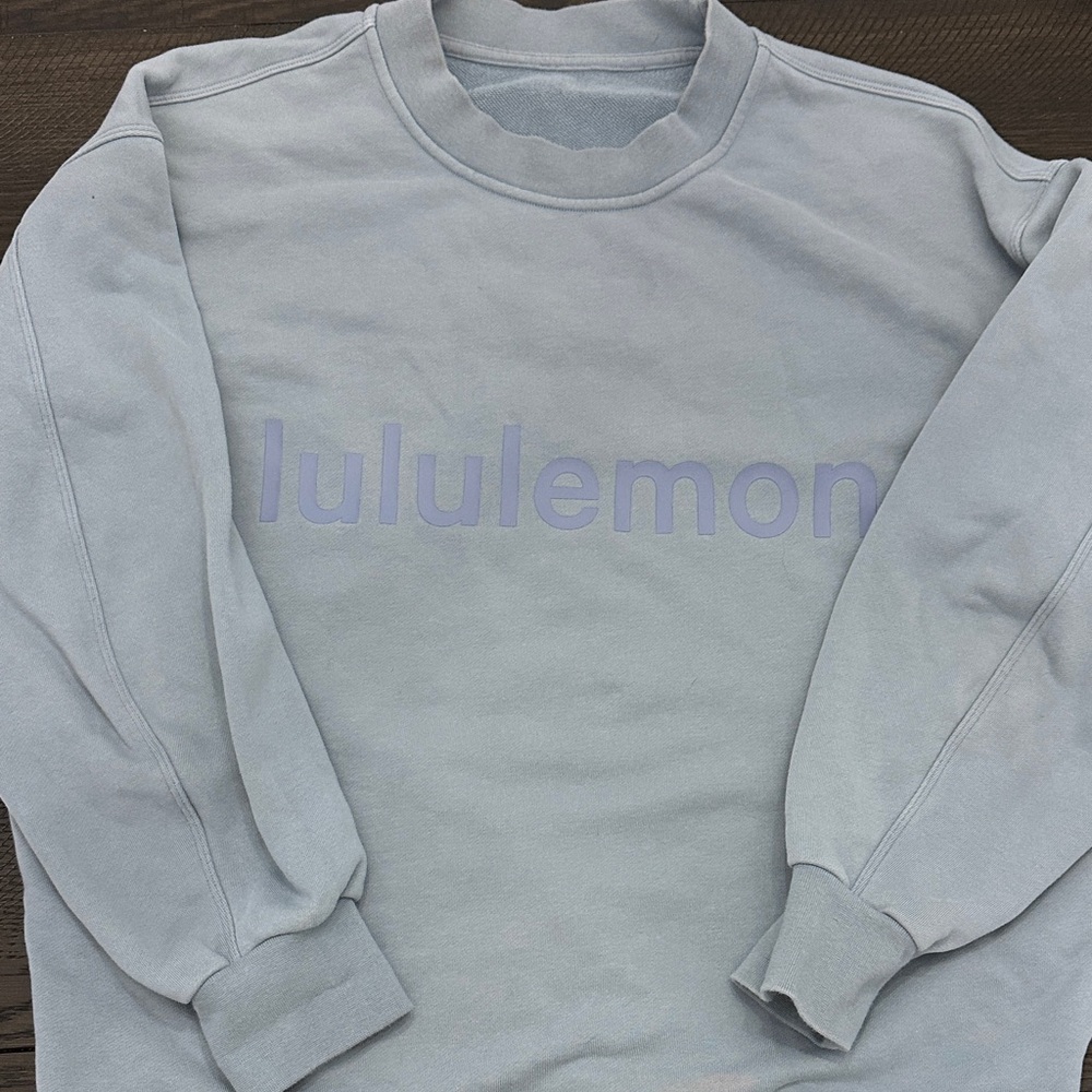 lululemon athletica Light Gray/blue Crewneck Sweater